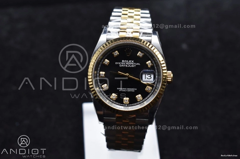 Clean Steel 556 Diamonds 904L RelaxedFit Jubilee 126233 YG VR Dial DateJust Edition on 36 Bracelet SS 1:1 Black Best 0306